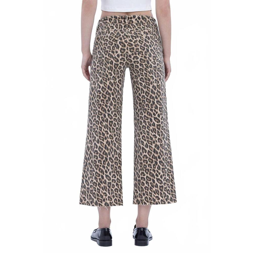 NEW LOVERET wild leo high rise crop wide leg jeans in leopard - Picture 3 of 3